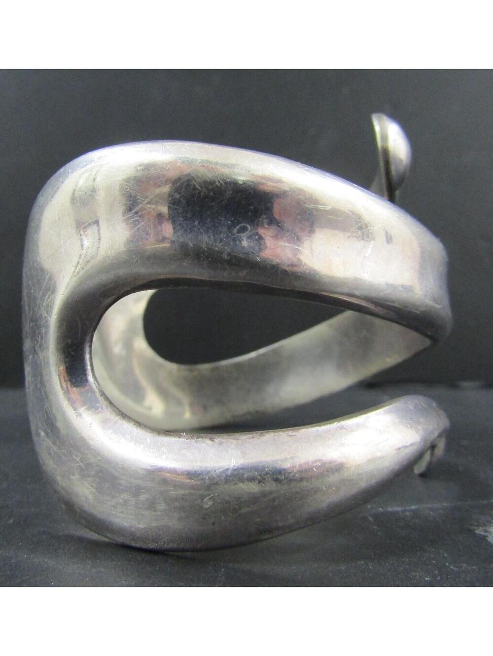 Taxco TH-17 63.4g Sterling Silver Swirl Bracelet - Picture 2 of 8
